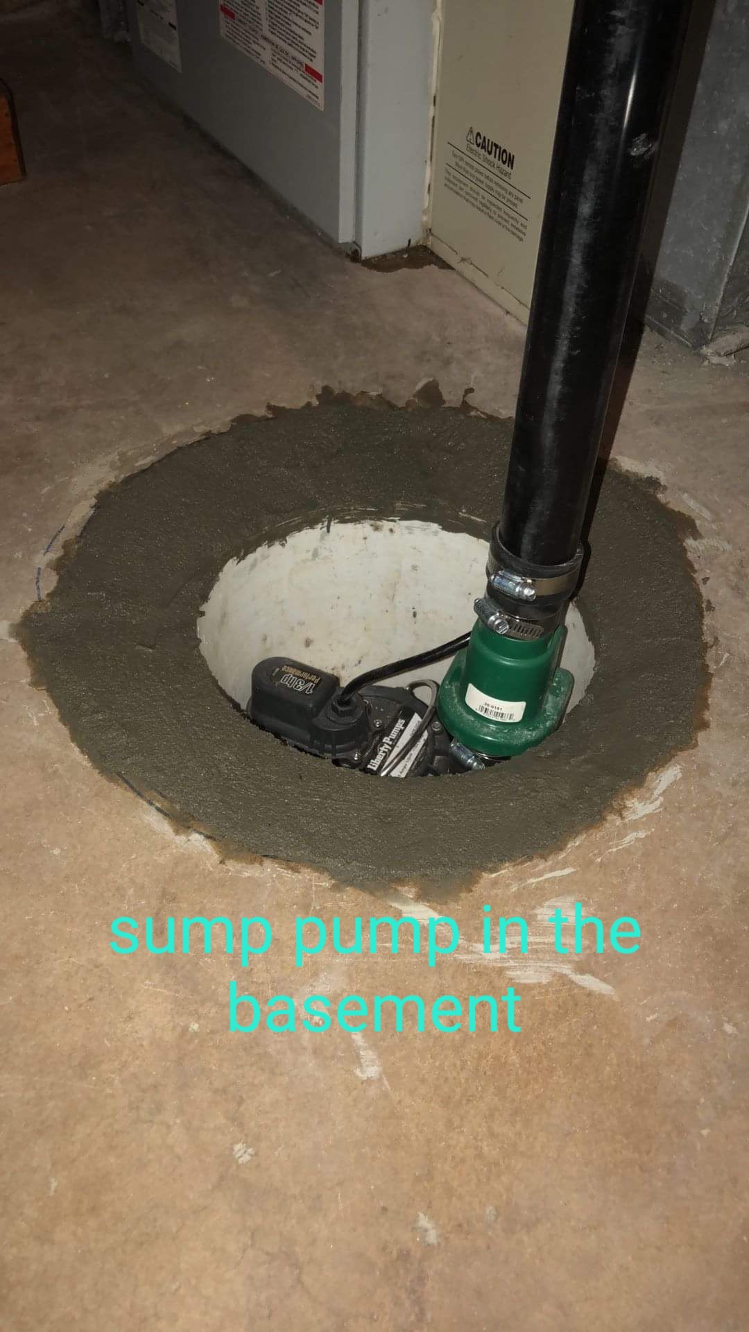 Sump pump in the basement